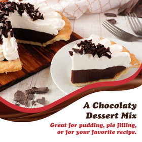 Dove dark chocolate pie filling setup ready for baking.