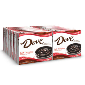 Dove dark chocolate pudding mix box shown, ideal for quick desserts.