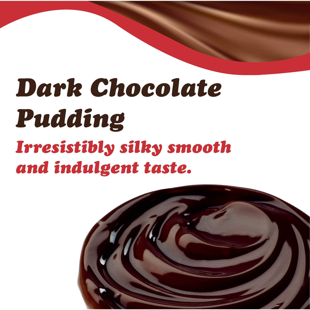 Dove dark chocolate pudding mix label with clear prep instructions.