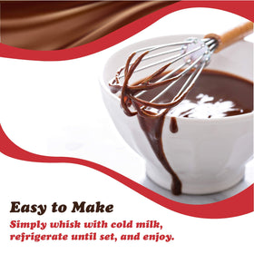 Dove dark chocolate pudding mix prepared in a bowl with a smooth texture.