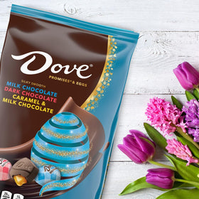 Dove Easter basket stuffer in large foil-wrapped pouch