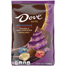 Dove Promises dark chocolate foil-wrapped pieces for bold flavor moments.