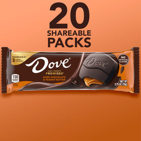 Dove Promises large dark chocolate squares with peanut butter filling for entertaining.