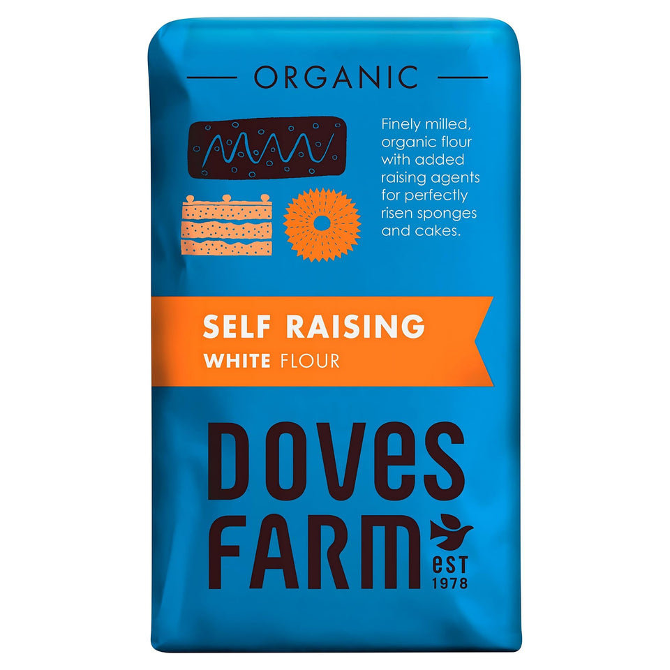Doves Farm Organic Self-Rising Flour 1kg pack for easy cake baking