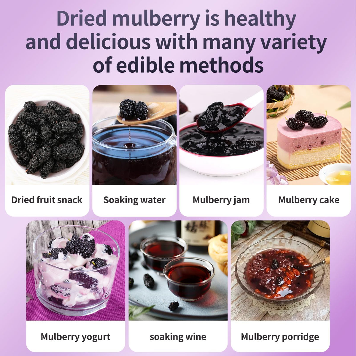 DOZO mulberries over yogurt; a fruity topping that adds color and texture.