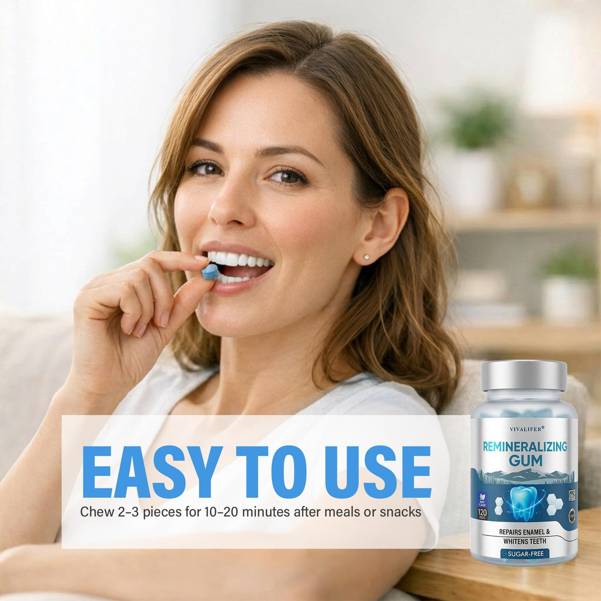 DQQI Fresh mint gum piece with crisp texture and refreshing scent.