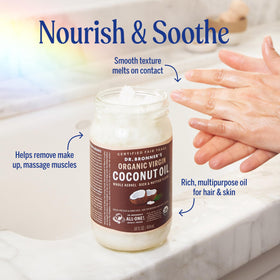 Dr. Bronner's coconut oil used for massage and skin moisture.