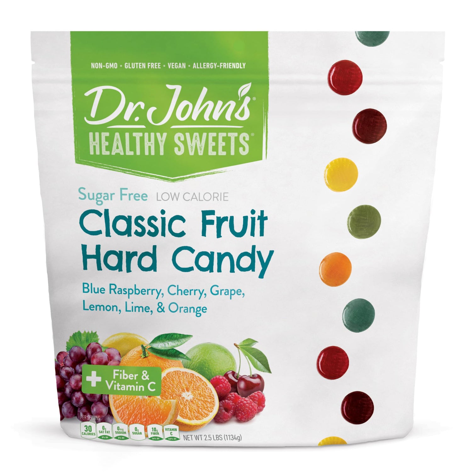 Dr. John's Classic Fruit Hard Candy pack showcases zero sugar indulgence