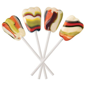 Individually wrapped Dr. John's Berry Swirl Lollipops ready for sharing.