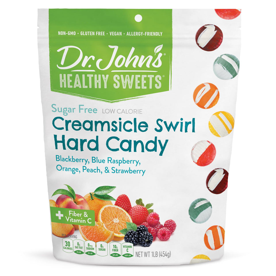 Dr. John's Creamsicle Swirl pack front view for zero sugar snacking