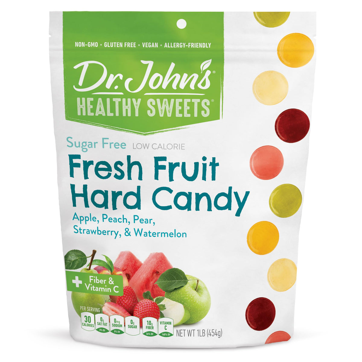 Dr. John's Healthy Sweets candies in fruity flavors for on-the-go sugar-free snacking.
