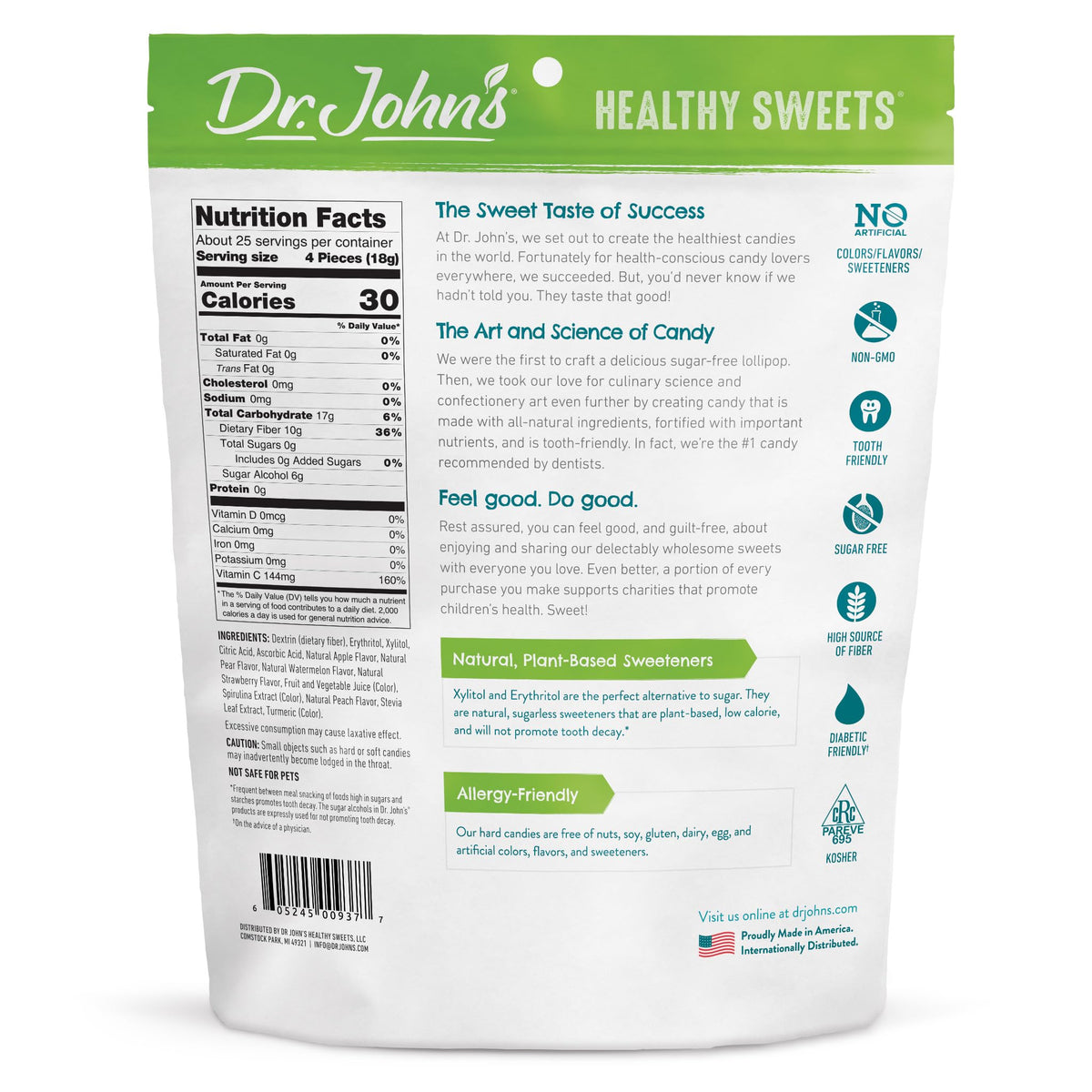 Close-up of Dr. John's sugar-free candy showing vibrant colors for keto-friendly treat.