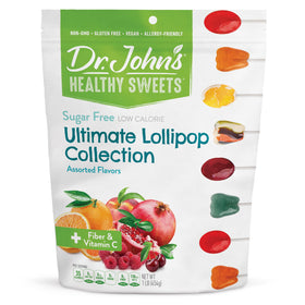 Dr. John's Healthy Sweets sugar-free lollipops 60ct in resealable bag for low-calorie snacking