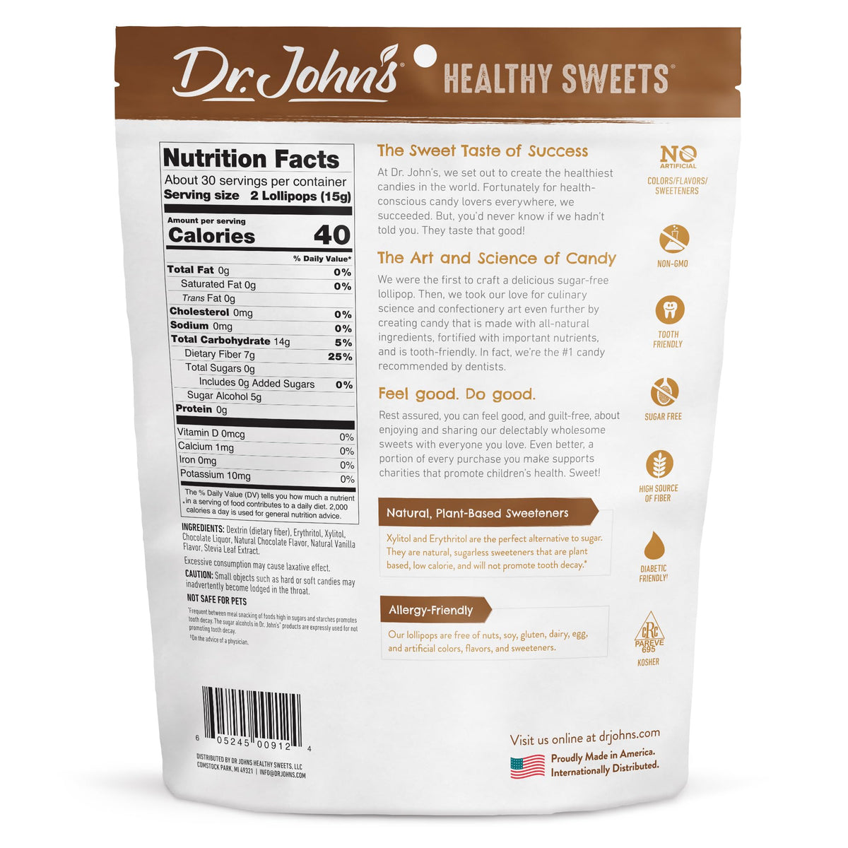 Dr. John's Oval Lollipops close-up with glossy finish and zero sugar sweetness