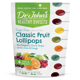 Dr. John's Oval Lollipops packaging front view, sugar-free convenience for keto snacks.