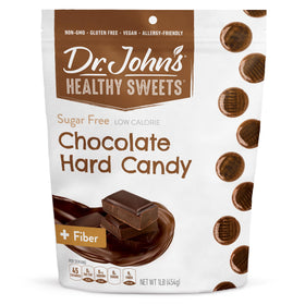 Dr. John's Sugar Free Candy chocolate flavor in a resealable bag for keto-friendly snacking