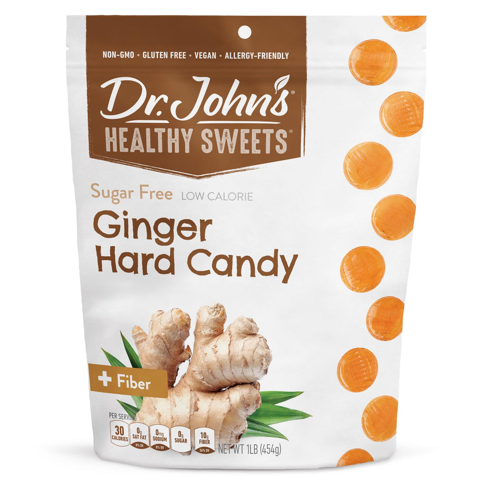 Dr. John's Sugar Free Ginger Candy bulk bag offers a long-lasting supply for home or office