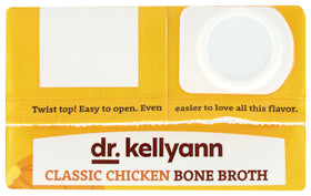 Glass of Dr. Kellyann Beef Bone Broth shows clean, additive-free base