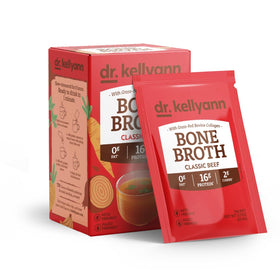 Dr. Kellyann beef bone broth packet pour for on-the-go protein and warmth