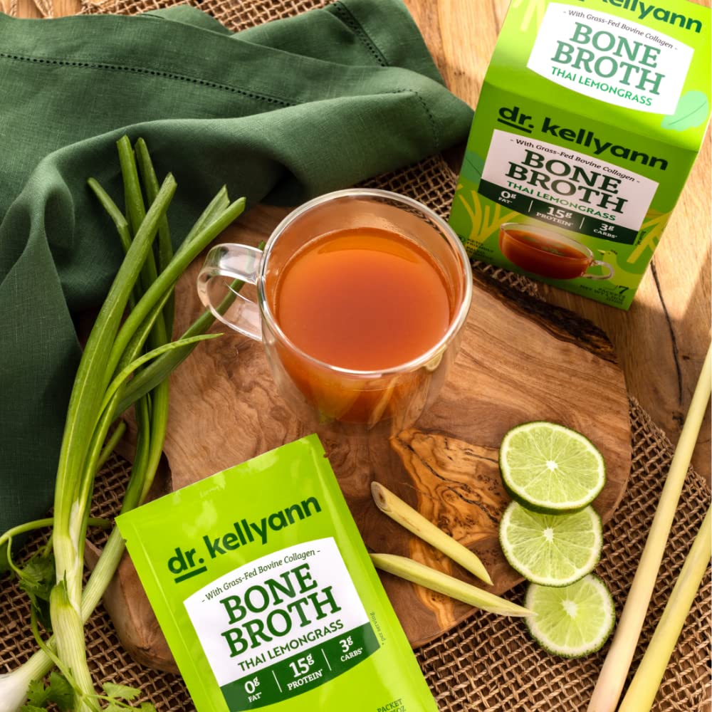 Steaming bowl of Dr. Kellyann soup with lemongrass, aromatic and satisfying
