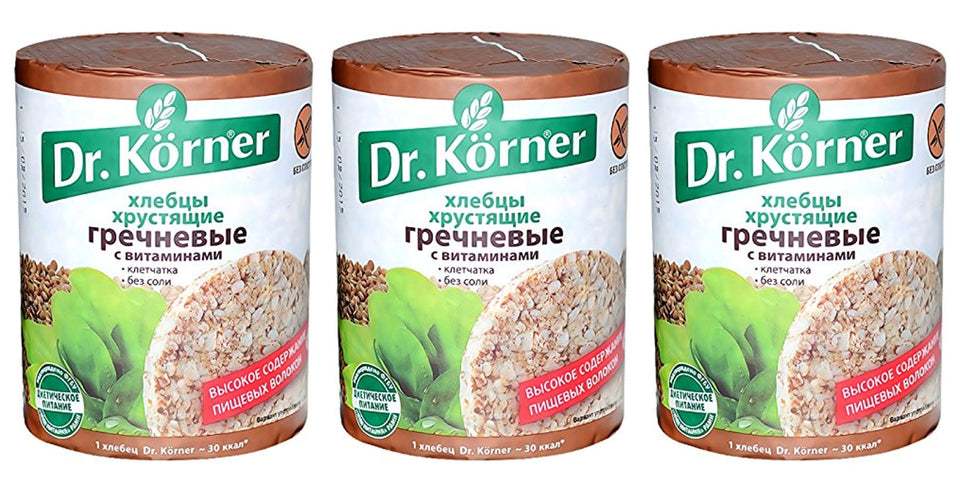 Dr. Korner Buckwheat Crispbread puffed cake, gluten-free and fiber-rich, ideal for light, diet-conscious snacking.