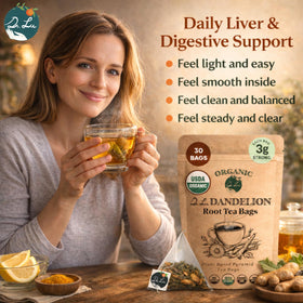 Dr. Lu detox tea in use for a soothing daily ritual.