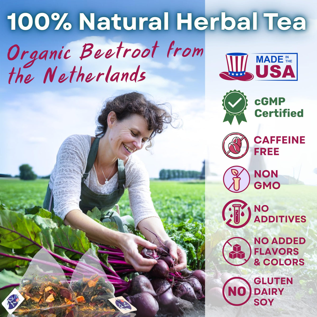Dr. Lu Happy Blood Pressure Tea pyramid bag ready for infusion