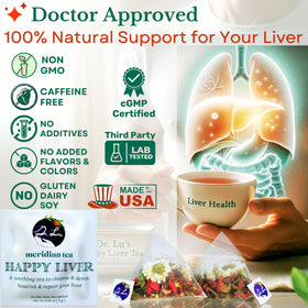 Dr. Lu's Happy Liver Tea loose leaves highlight premium herbs for gentle detox rituals