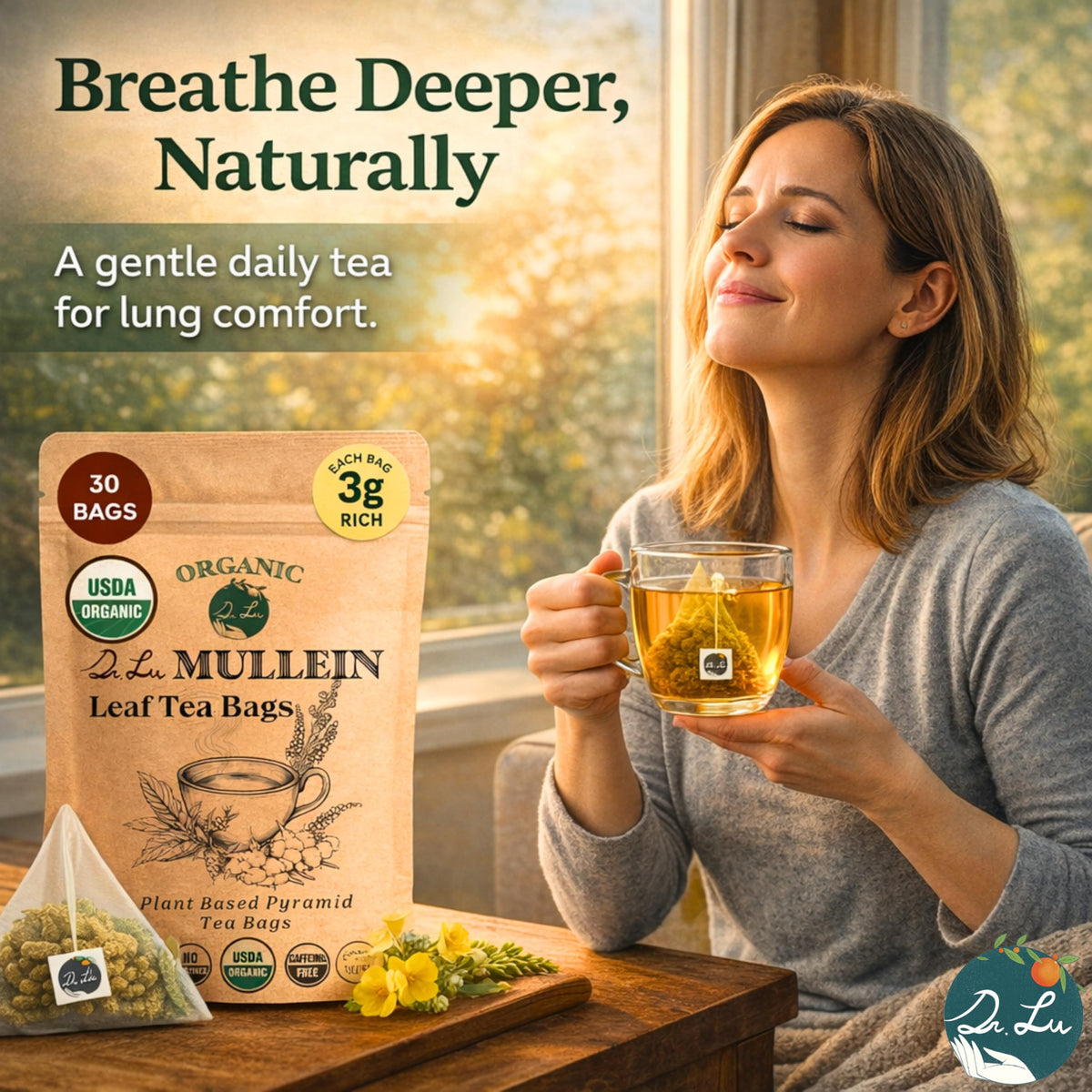 Rocky Mountains grown mullein leaves used in Dr. Lu tea