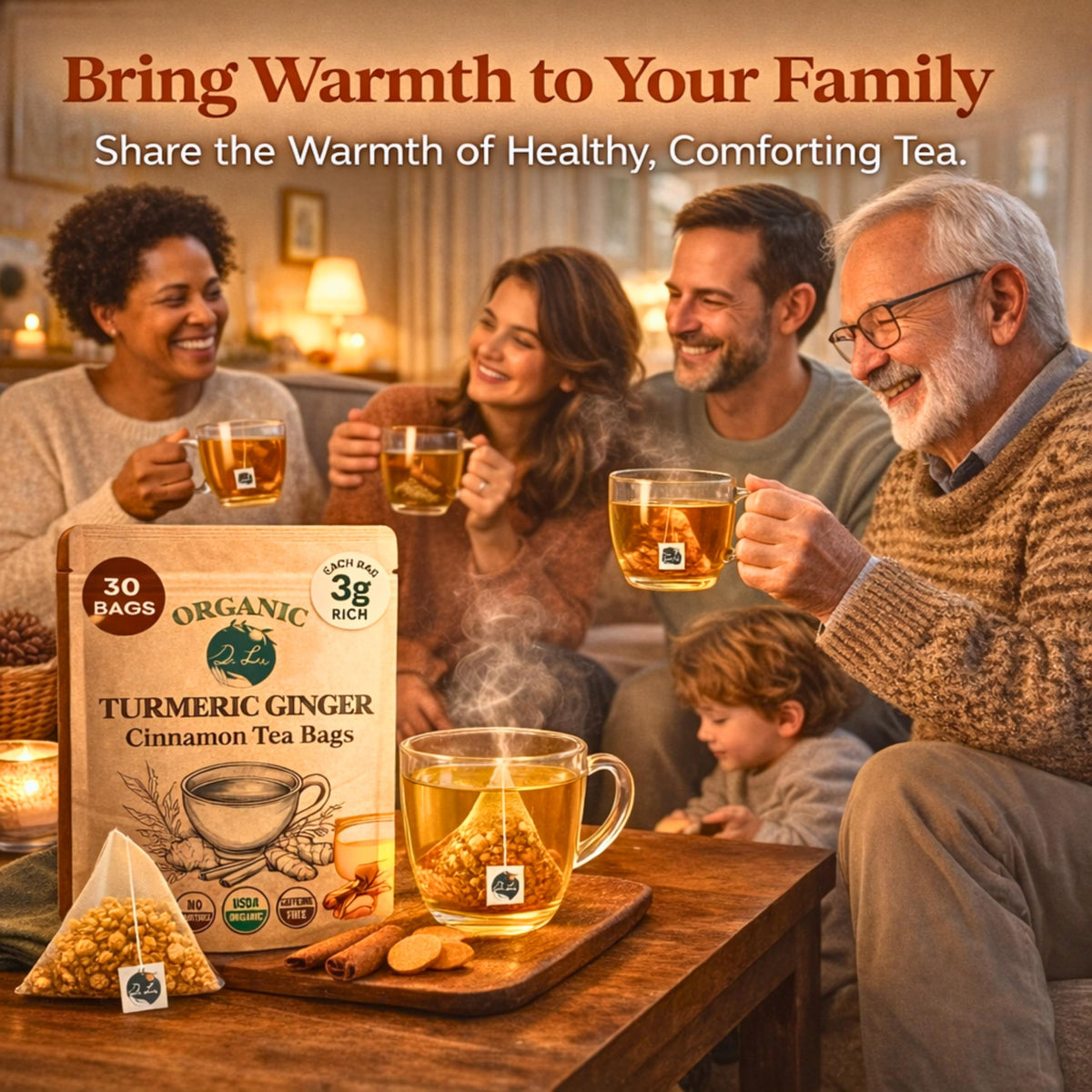 Dr. Lu cinnamon-ginger-turmeric cup offers inviting warmth and natural comfort.