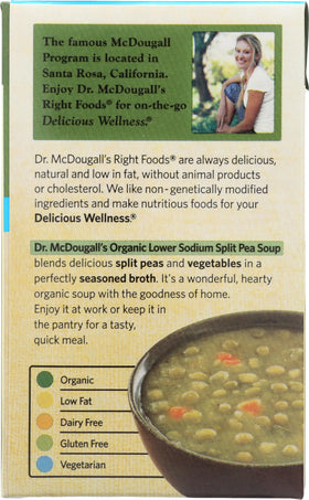 Opened can with spoon showing Dr McDougall's soup, ideal for a quick lunch
