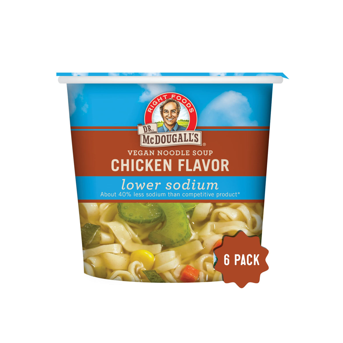 Dr. McDougall's Vegan Chicken Soup Cup with noodles, quick comforting plant-based meal