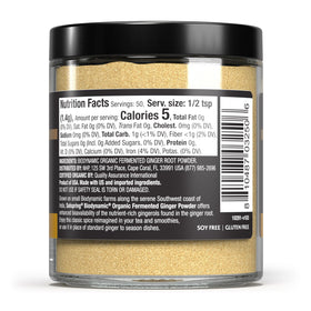 Dr. Mercola Solspring ginger powder jar close-up captures rich aroma.