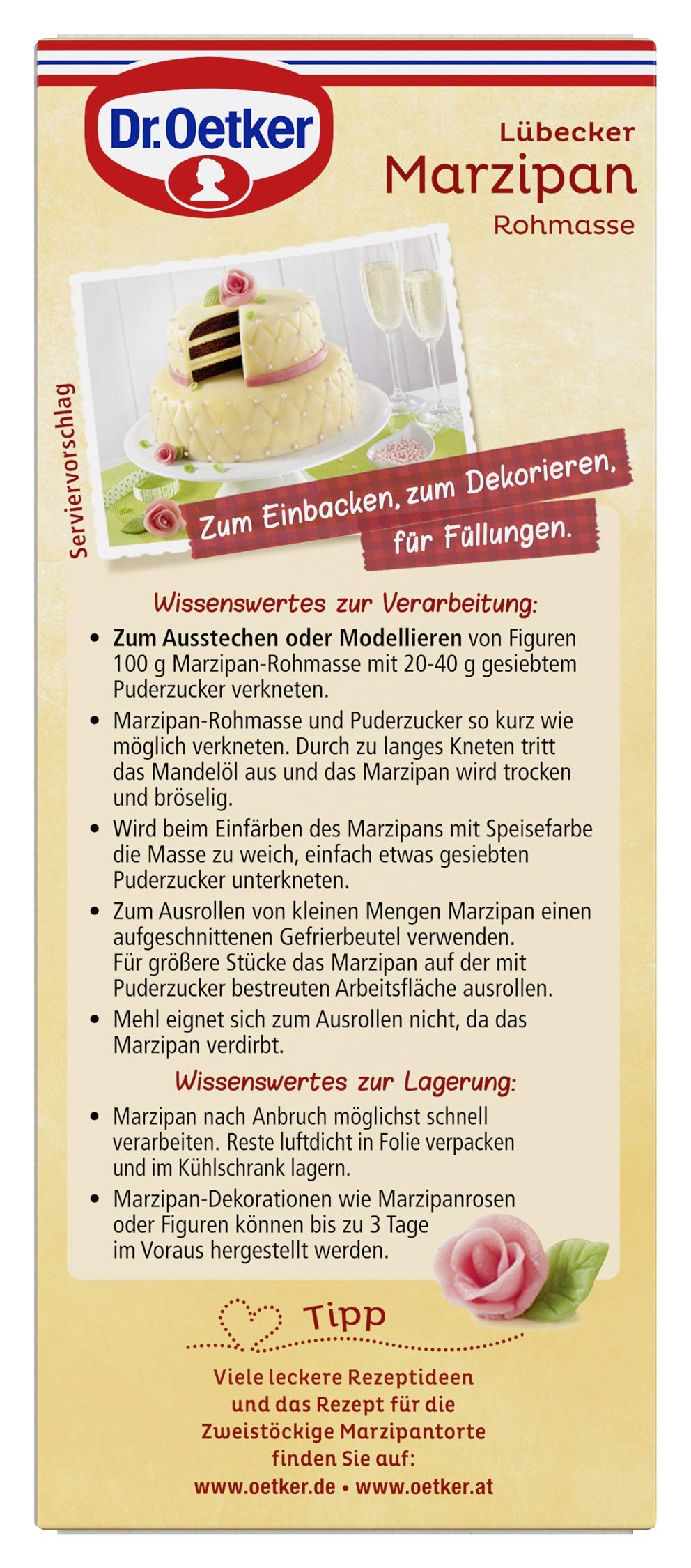 Dr. Oetker Raw Marzipan 200g slices on plate for tasting