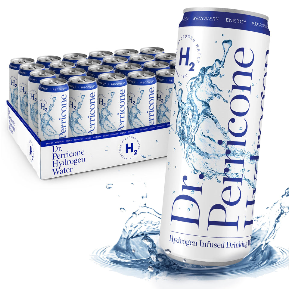 Dr. Perricone Hydrogen Water bottle front view for portable antioxidant hydration.
