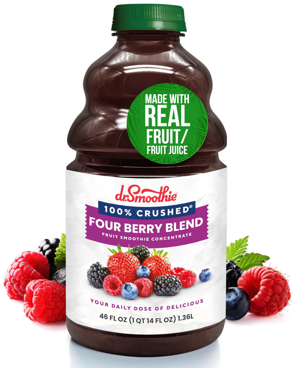 Dr. Smoothie bottle with four-berry blend, clean-label, no added sugar