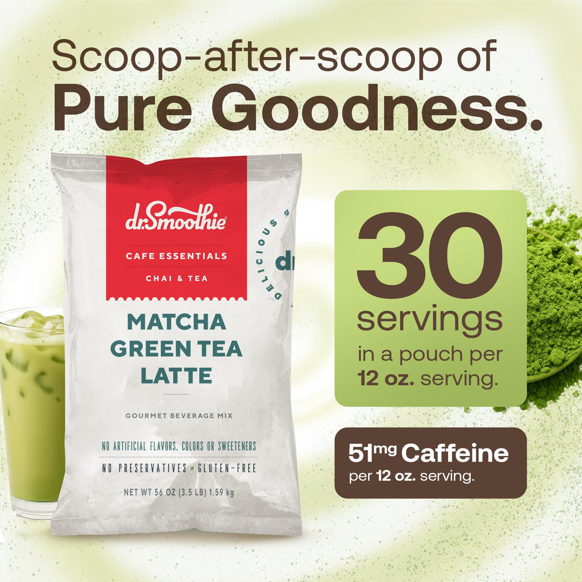 Dr. Smoothie cafe scene showcasing convenient matcha frappé option
