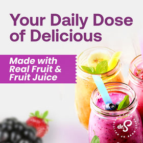 Pouring Dr. Smoothie four-berry blend showing berry colors