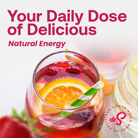 Dr. Smoothie Refreshers Strawberry Acai glass filled with vibrant beverage, perfect for mocktails.