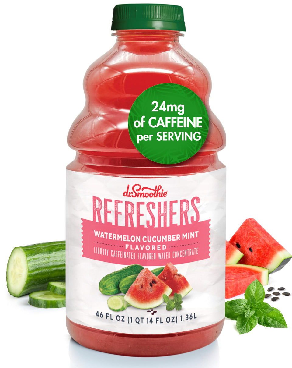 Dr. Smoothie Refreshers Watermelon Cucumber Mint bottle for natural energy from real fruit juice