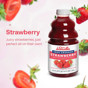 Dr. Smoothie strawberry concentrate in a glass reveals vibrant color and taste.