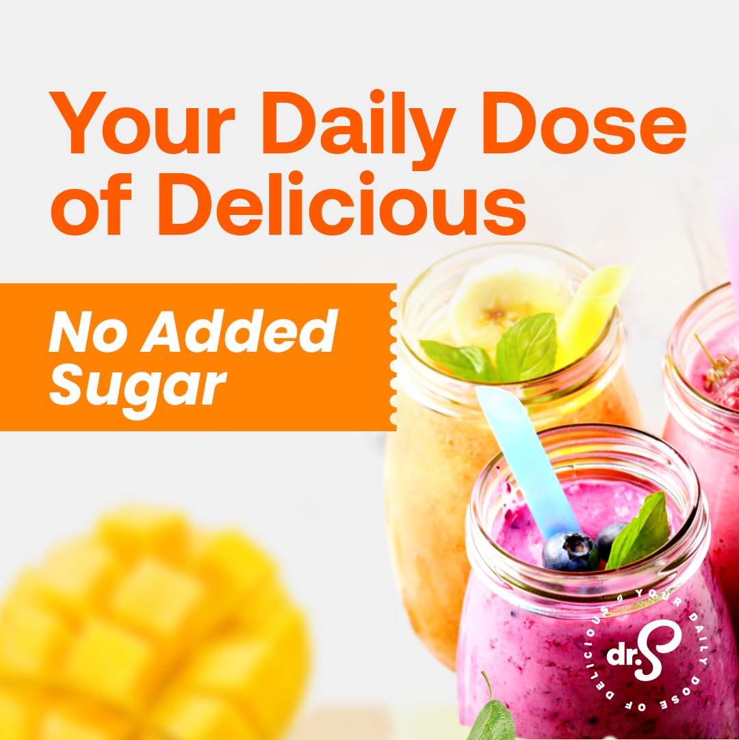 Dr. Smoothie mango-pineapple-banana blend in glass for a refreshing tropical taste.