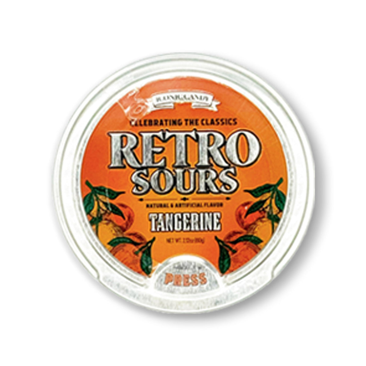 Dr. Variety Retro Sours Tangerine Drops close-up highlighting bold citrus tang for tangy cravings.