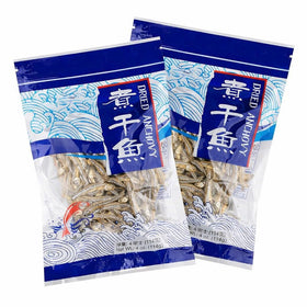 DragonDish dried anchovies pack image showing two 4 oz portions for protein-packed snacking