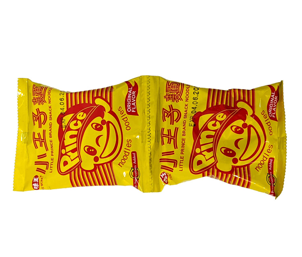 DragonMall Ve Wong Little Prince noodles opened pack, tear-and-enjoy design for on-the-go snacking.