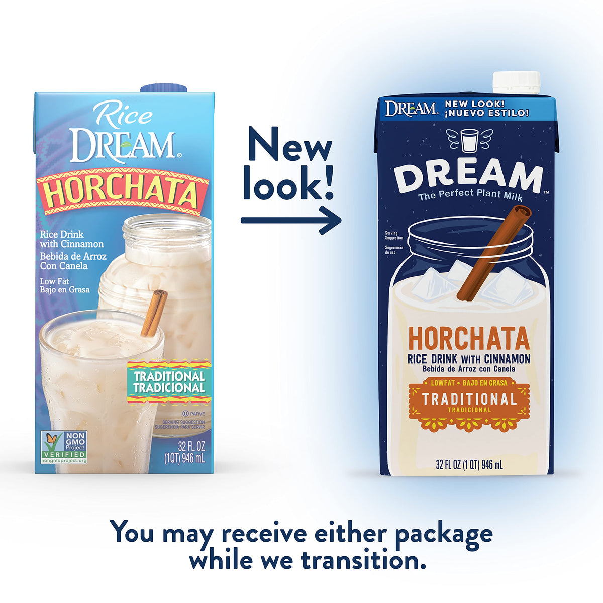 Dream Blends Horchata in a glass with cinnamon for vegan refreshment