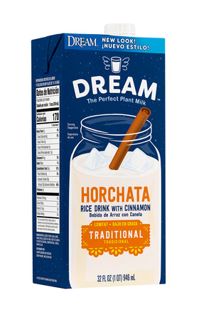 Dream Blends Rice Dream Horchata 6-pack box on a kitchen shelf