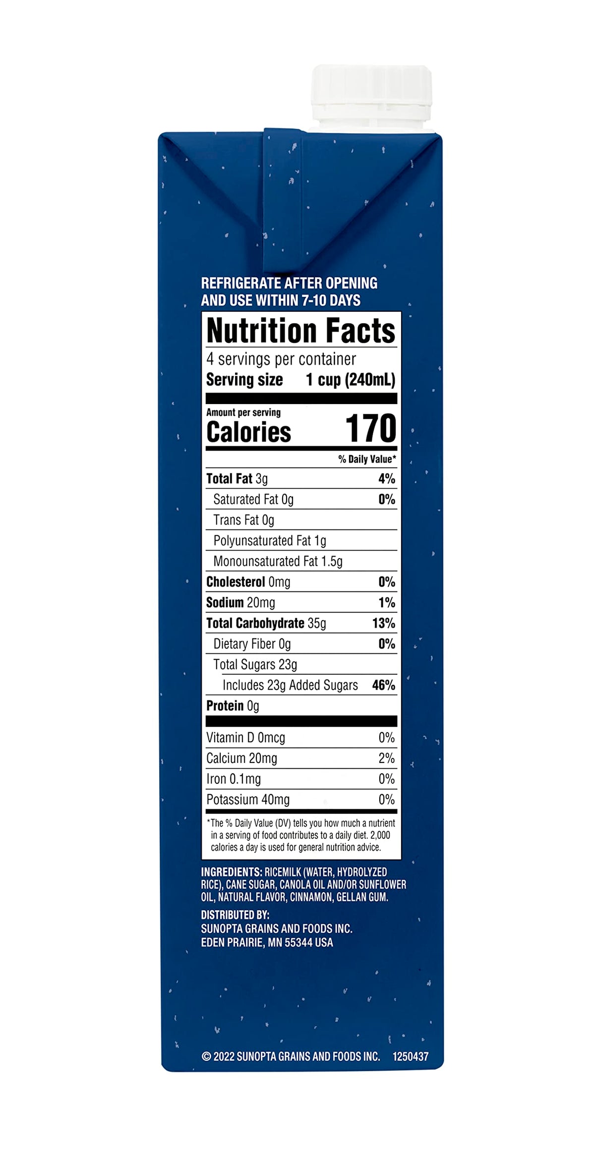 Dream Blends Rice Dream Horchata carton on pantry shelf shelf-stable