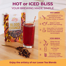 DRINK KATY'S Blood Orange tea iced tea pitcher yields ruby-hued refreshment.