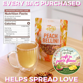 Katy's Peach Bellini loose tea with full fruit pieces for a clean infusion